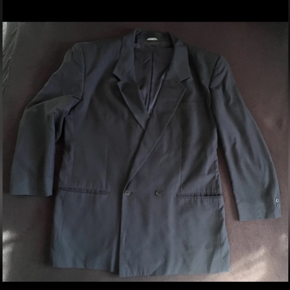 Gianni Versace Vintage Navy Blue Double Breasted Blazer